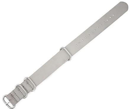 ROWCES Leder-Nato-Armband, 18mm – 24mm, verstellbares Ersatz-Uhrenarmband, Herrenuhr-Zubehör, Grau, 18mm