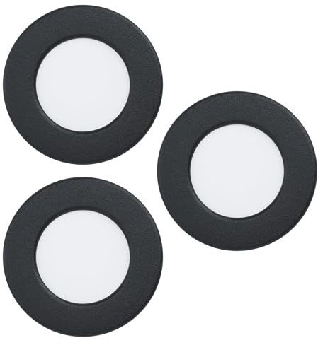 EGLO connect.z 3er-Set Smart-Home LED Bad-Einbaustrahler Fueva 6-Z, flach | Ø 8,6 cm, ZigBee, App und Sprachsteuerung Alexa, RGB, warmweiß-kaltweiß, dimmbar, Metall Einbauspot schwarz, IP44