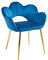 Poltrona Camera da Letto in Velluto Design Moderno, Sedia Conchiglia con Gambe in Metallo Placcato Oro Poltroncina da Salotto e Cucina con Seduta Morbida Imbottita Modello Fiorella - Blu