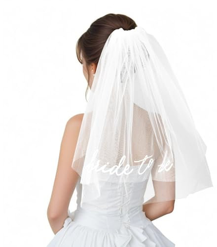 Ptwola Brautschleier Tüll Hochzeit Kurzer Schleier mit Kamm für Junggesellenabschiede Weißes Einfaches Dekorationen Schleier Kopfbedeckung Hochzeit Zubehör