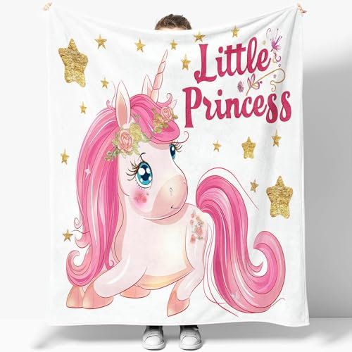 Druckdecke Cartoon Tier Einhorn Sherpa Flanell Decke, Traumhafte Kunst Erwachsene Kinder 100 x 130 cm Decke, Warm Gemütlich Langlebig Sofadecke TV Decke Wohndecke Bedruckte Decke