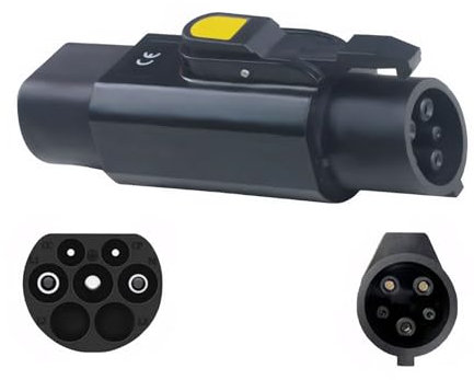 QOKLIYUI Adaptateur EV Type 2 vers Type 1, Adaptateur de Chargeur EV 32A, Type 2 IEC 62196 mâle vers Type 1 SAE J1772 Femelle, convertisseur