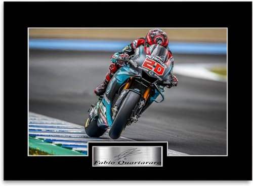 Photo dédicacée du champion du monde Fabio Quartararo 2021 - Format A4 - Pour fans et supporters