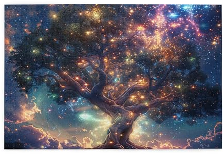 Vextrovia Puzzles für Erwachsene, 1000 Teile, Mystery-Fantasy-Illustrationen, Holz-Puzzle, Heilige Bäume umgeben von Sternen, 1000-teiliges Puzzle für Erwachsene, herausforderndes Puzzle, perfekt für