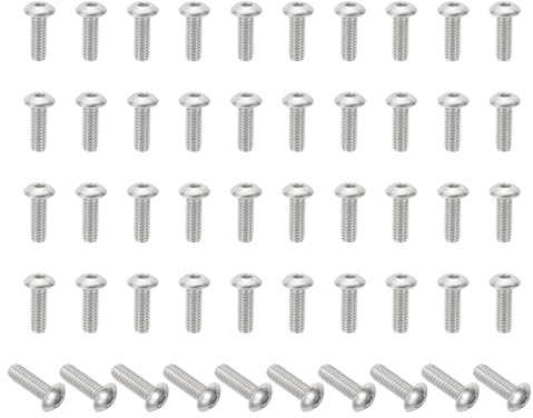 PATIKIL #8-32x1/2 Viti a Testa Bombata con Esagono Incassato, Acciaio Inossidabile 304 (18-8) Bulloni Testa Cilindrica Filettatura Completa UNC, 50 Pezzi