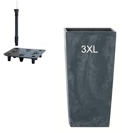 MELTOM Blumentopf mit Bewässerungssystem Blumenkübel Groß Outdoor Außen Beton Optik (Anthrazit, XXXL - 75 cm)