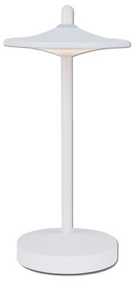 Müller-Licht LED-Tischleuchte Lily White für Innen- und Außenbereich mit integriertem Akku, warmweißes Licht (3000 K), Helligkeit stufenlos dimmen mit Touch-Schalter, IP54 Wasser- und Staubgeschützt