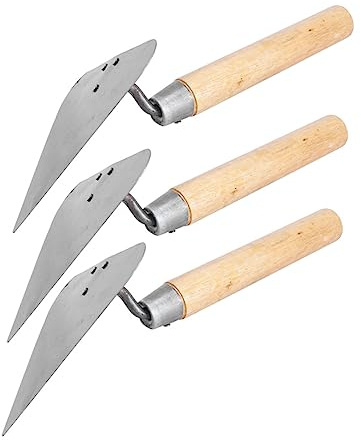 OSALADI 3pcs Triangle Trowels with Wooden Handle Durable Plaster and Bricklaying Tools for Concrete Finishing and Drywall Applications