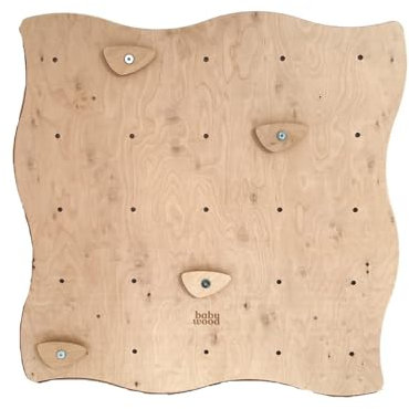 Babywood Kletterwand für kinderzimmer, Klettergerüst und spielgeräte Indoor, Klettern mit Klettergriffe für Kinder, Klettersteine, Kletterturm mit Griffe, Turngeräte, Montessori (1 Wand, 4 Griffe)