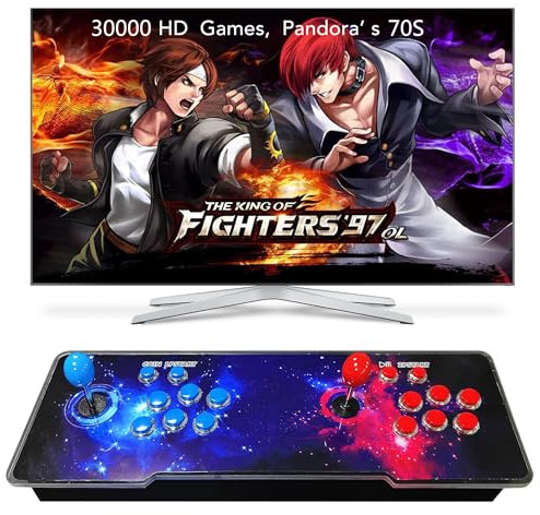 FHYRGF [30 000 en 1 Pandora Box Arcade Game Console Compatible PC & Projecteur & TV, Jeux 3D 1-4 Joueurs Double Joystick Liste Favorite Catégorie de Jeu Enregistrer/Rechercher/Cacher/Pause/Supprimer