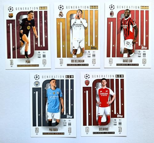 Topps Match Attax CL 2024/2025 - Set 5 Karten Generation Now Exclusive Edition Bellingham, Rice, Pedri, Leao, Foden