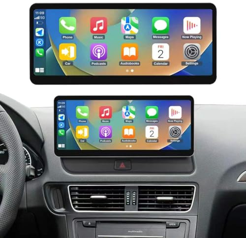 Road Top 12.3 CarPlay Screen for Audi Q5 with 3G MMI (2009-2017) | Car Radio Stereo Multimedia Screen, Support Wireless Android Auto, Navigation, Mirrorlink