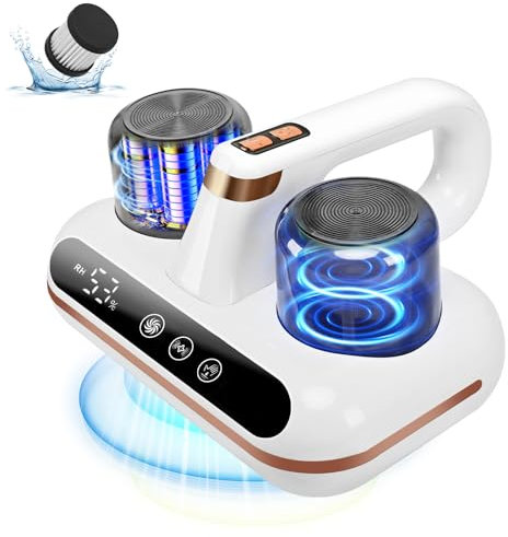 UCerdveos Kabellos Milbensauger mit Staubmilben-Sensor und Intelligente LED-Anzeige,1000W Milbenstaubsauger mit UV-Licht, Für Allergiker, entfernt 99,9% der Allergene, für Matratzen, Betten, Sofas