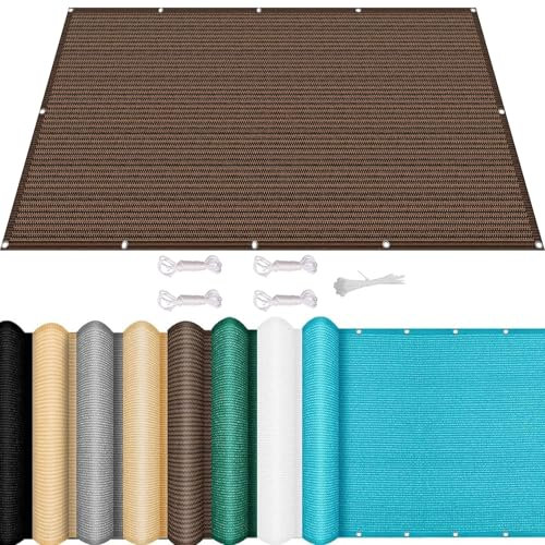 Voile-D'Ombrage avec Œillets 250 x 350 cm Protection Solaire, Coupe-Vent, Respirant Filet Ombrages Toile Ombrage avec Oeillets et Cordons pour Camping Piscine, Marron