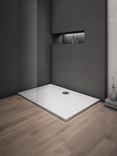 Receveur de douche blanc - 140x80x3cm - rectangulaire - Bac à douche extra plat - Antidérapant