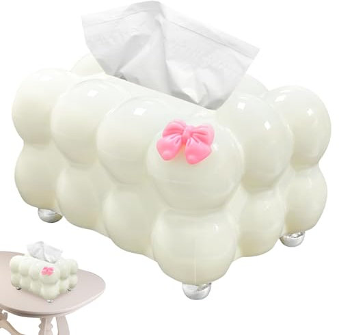 Scatola di fazzoletti Rettangolare,porta fazzoletti da tavolo creativo, copertina scatola fazzoletti, decorazione per soggiorno (Bianco)