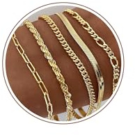 Tewiky Armband Set für Damen, 14K Gold Schlange Ketten Armbänder | Vergoldete Zarte Stapelbare ArmbäNder, Hautfreundlich Wasserfest Modisch, für Alltag & Stilvolles Geschenk für Frauen