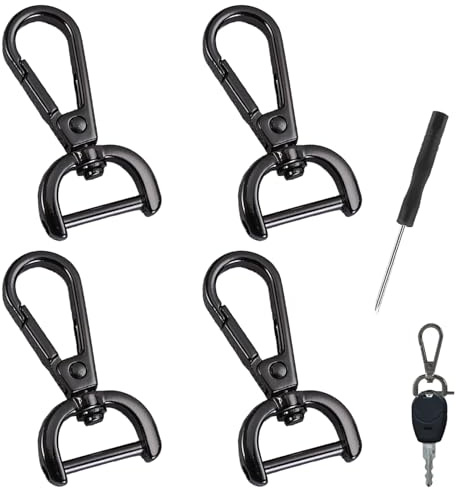 4 Stück Karabinerhaken Mit Drehgelenk,Karabinerhaken Hundeleine,Bolzenkarabiner,Wirbelkarabiner,Multifunktional Karabiner Silber,Inklusive mit Schraubendreher,Geeignet Für Die Meisten Leinen