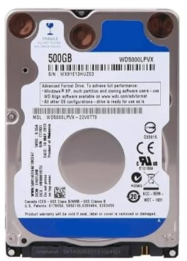 JXCHSWOU Kit de Disque Dur mécanique 2,5 Pouces SATA3 7 mm for Ordinateur Portable WD5000LPVX 500G, Disque Bleu