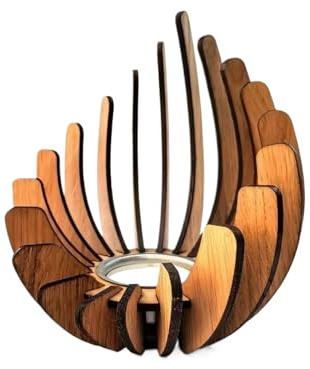 Hölzerne Rota -Kerzenhalter | Teelicht dekorative Kerzenständer | 15 cm Creative lotuses Flower Design Holz Candlestick Hochzeit Party Home Dekoration Esszentrum Atmosphäre Beleuchtung perfekt für Inn