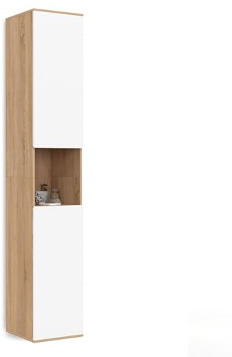 IDMarket - Hängebadschrank TOMI, 2 Türen, 1 Nische in Buche und Weiß