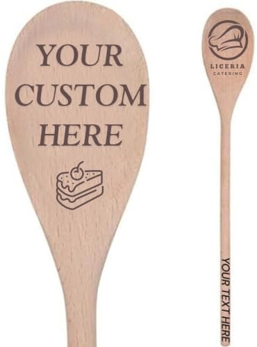 1-50 Pcs Custom Engraved Wooden Spoon, Personalised Mixing Beechwood Baking Cooking Spoon, Utensil Gift for Mom Birthday Housewarming Bridal Shower Anniversary Wedding Party Favor Business Event