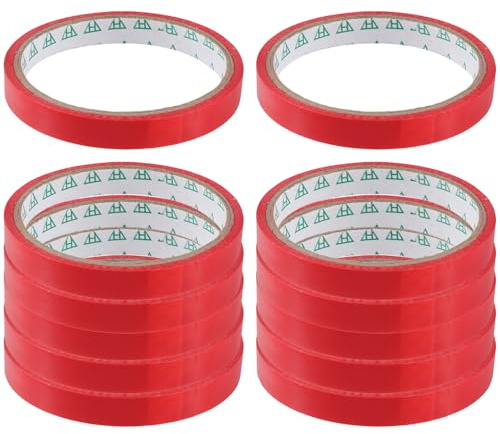 YARNOW Ruban Adhésif pour Scelleuse 12 Rouleaux Rouge 1,2 CM 30 M pour Paquet d'Emballage Alimentaire en Supermarché Fermeture Pratique
