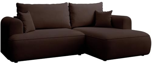 Selsey Ecksofa mit Schlaffunktion und Bettkasten 238 cm – Braun Chenille Stoff Easy Clean – Sofa L-Form Rechts – Modernes Schlafsofa mit Bettfunktion für das Wohnzimmer