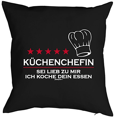 Goodman Design Kissenbezug Küchenchefin - sei lieb zu Mir, ich koche Dein Essen Kissen-Bezug Polster Koch Köche Köchin Hobbkoch
