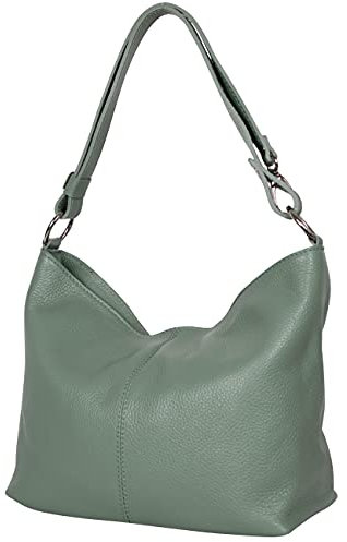 AMBRA Moda Damen Leder Handtasche Schultertasche Umhängetasche Hobo bag GL005 (Apfelgrün)