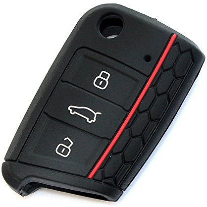 YLC Pack of 2 Silicone Car Key Protection Case, Key Cover Skin Jacket for Volkswagen VW Golf 7 GTI VII MK7 SKODA Octavia A7 SEAT Leon 5F SC ST 3 Buttons (Black)
