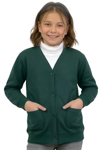 GW CLASSY OUTFIT Girls Boys Kids Jumper Button Fleece Cardigans Long Sleeve Sweatshirts Pull Over Jumpers Round/V- Neck School Uniform