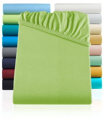 BaSaTex 2er Pack Jersey Kinder Spannbettlaken 60x120-70x140 cm | Spannbetttuch für Babybett Kinderbett | Farbe: Apfel Grün
