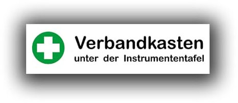 BW Verbandkasten unter der Instrumententafel Sticker Wartung 11x3cm #A4636