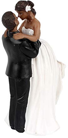 F Fityle Mini Couple Mariés Mixte, Figurine Femme Noire et Homme Noire Cake Topper - en Résine