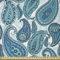ABAKUHAUS Paisley Stoff als Meterware, Ozean Streifen und Blumen, Microfaser Multi Zweck Dekostoff für Kunsthandwerke, 3M (230x300cm), Weiß und Blau