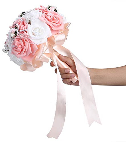 TOPINCN Künstlicher Hochzeitsstrauß Für Braut, Brautsträuße, Brautjungfer, Blumenstrauß, Kunstblumen, Dekoration, Hochzeitszubehör (Rosa)