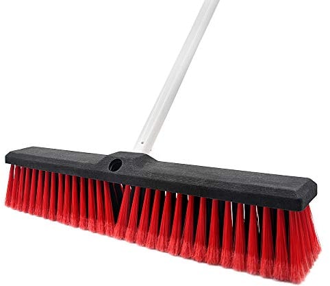 Scopa a spinta rigida per interni ed esterni, per pavimenti ruvidi, 45 cm di larghezza, 157 cm di lunghezza, in acciaio inox, per la pulizia di bagno, cucina, patio, garage, terrazza, cemento, legno
