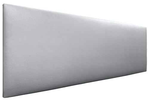DHOME Cabecero de Polipiel o Tela AQUALINE Liso cabeceros Cabezal tapizado Cama Lujo (Polipiel Plata, 145cm (Camas 120/135/140))