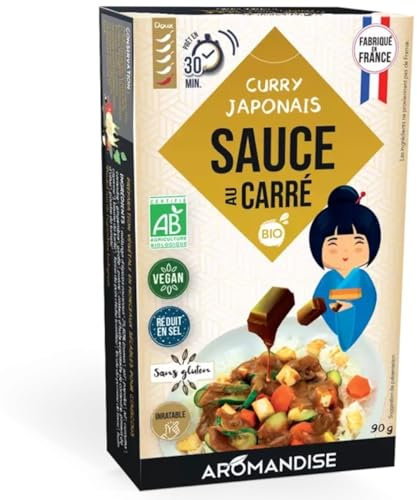 Aromandise - Curry Japonais Bio - Sauce en Cube 90g - Vegan, Réduit en Sel, Sans Gluten