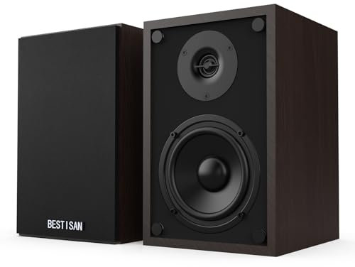 Bookshelf Speakers, BESTISAN Powered Bluetooth Bookshelf Speakers, Optical Input, Wireless Studio Monitors, 4 Inch Near Field Speaker - 50W RMS - Wood Grain 2.0 Stereo Active Near Field Monitor