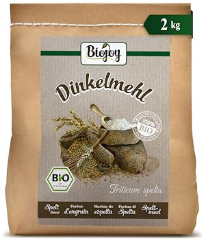 Biojoy Farina di farro BIO integrale, per pane e dolci, 2 kg | Dalla Bulgaria, naturale, Triticum spelta L.