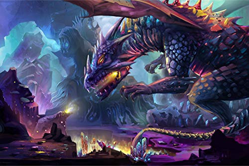 Muralo Non-Woven Photo Wallpaper 416 x 254 cm Fantastic Dragon Fairy Tale Wallpaper Fairy Fantasy Children Nursery Nursery Wall Pictures XXL Wall Width 416 cm x Height 254 cm