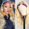KXW 613 Blondes Stirnband Perücken für Damen Echthaar, Lange Körperwelle/Gerade Perücke mit angesetztem Stirnband Glueless None Lace Front Perücken 150% Dichte (10-28in/20-70cm)
