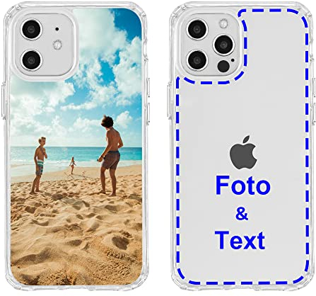 MXCUSTOM Personalisierte Handyhülle für Apple iPhone 12/12 Pro, Benutzerdefiniert Hülle mit Eigenem Foto Bild Text Individuelle Schutzhülle [Weicher Stoßfänger + Harter Rückseite] (CHT-CR-P1A)