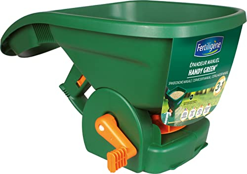 FERTILIGENE HANDYN Handstreuer Handy Green - Streuer 3 in 1 - Dünger, Saatgut und Streusalz - Fassungsvermögen 1,2 bis 2,3 kg - kleine und mittlere Flächen - aus recycelbaren Materialien
