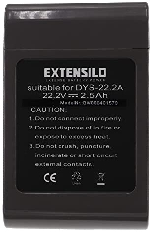 EXTENSILO Battery compatible with Dyson DC35, DC30, DC35 Multi Floor, DC34 Animal, DC31 Animal, DC34 Vacuum Cleaner Black (2500 mAh, 22.2 V, Li-Ion)