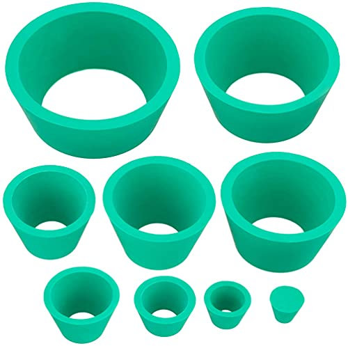 POPETPOP Silicone Funnel Holder 9Pcs Rubber Filter Adapter Cones Set with Tapered Collar for Laboratory Filtration and Chemical Experiment Use