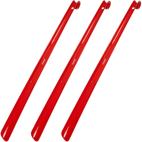 biped 3er-Set Schuhlöffel lang Kunststoff 65 cm - Rückenschonende Schuhanzieher mit praktischem Haken zum Aufhängen - Bruchsicher und Stabil - Deutsche Herstellung z1557(rot)
