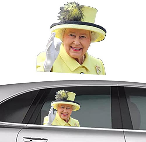 Gereton Queen Autofenster Aufkleber – Queen Elizabeth Autoaufkleber, Lustige Auto Fensterfolie, wasserdichte Königin von England Autoaufkleber, Personalisierte Autoaufkleber Dekoration